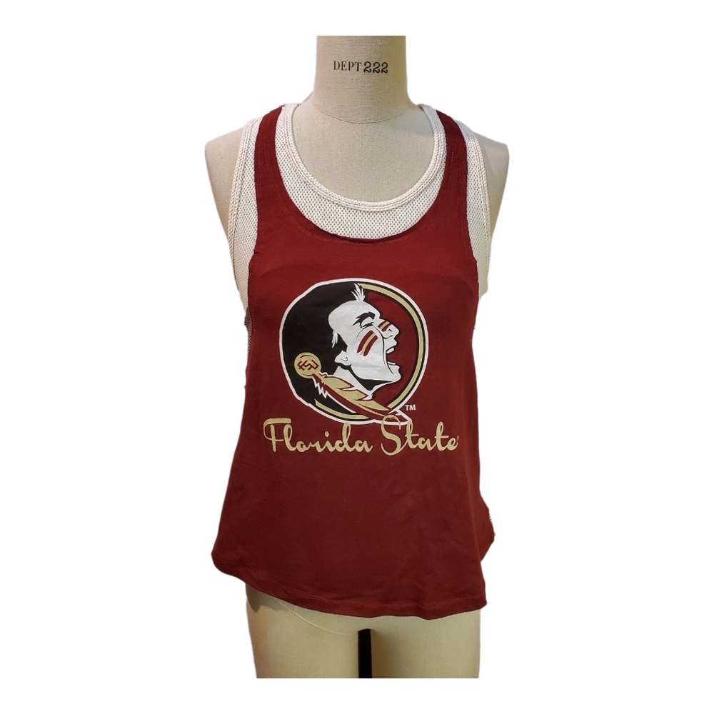 New Women's FSU‎ Seminoles Faux Layered Racerback Tank Size S